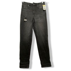 BP High Waisted Jeans “be responsible”straight, black, intentionally distressed